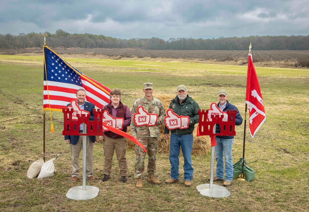 Memphis District Commander Col. Brian Sawser, district leadership, project delivery team members, and Project Partner Yazoo Mississippi Delta Levee Board, gathered for a ribbon cutting ceremony today, Nov. 15, 2022, to celebrate the completed Sherard Seepage Remediation Construction Project. 

Location: Coahoma County, Mississippi
Contract Amount: $1,800,000
Substantial Completion Date: Oct. 17, 2022
Contractor: Syte Corporation 
Project Partner: Yazoo Mississippi Delta Levee Board