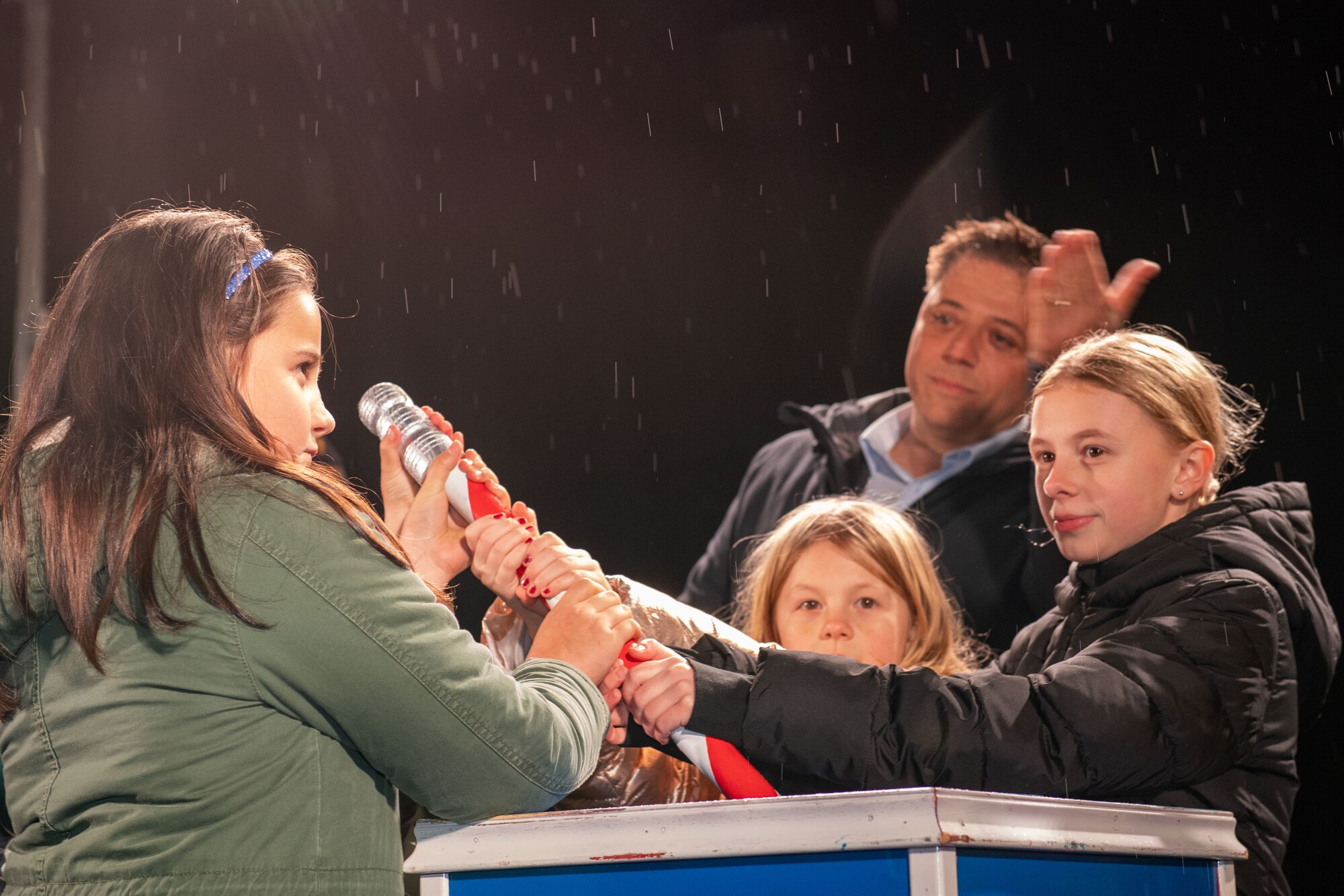 Wyvern Wonderland event participants prepare to flip the tree lighting switch during the Wyvern Wonderland holiday event