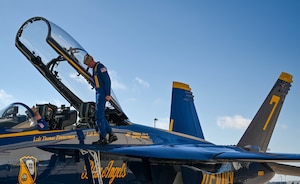 U.S. Navy Blue Angels visit Tinker Air Force Base, Oklahoma, December 6, 2022 in preparation for Tinker AFB's airshow July 1-2, 2022.