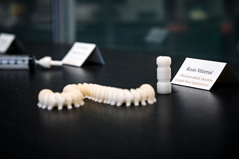 3D printed items are displayed at the 305th Air Mobility Wing Innovation Lab at Joint Base McGuire-Dix-Lakehurst, N.J. on Dec 5, 2022. The 305th Innovation Lab was acknowledged for its numerous contributions to the Joint Base and Air Mobility Command.