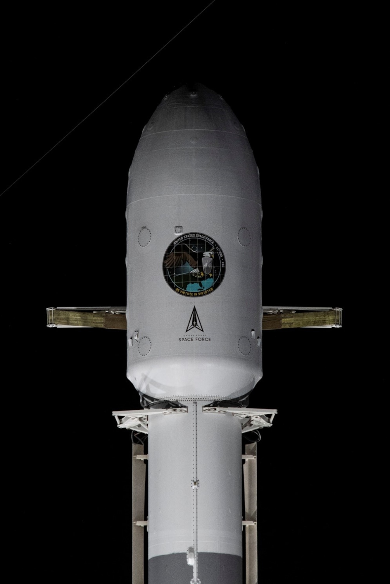A close-up of USSF-44 prior to launch. Photo courtesy of SpaceX