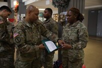 74th Troop Command of the District of Columbia Army National Guard conducts an awards ceremony at the D.C. National Guard Armory on Dec. 4, 2022. As the year ends, leaders celebrate the Soldier's hard work and the impact they've made in the community. 
(U.S. Army National Guard photo by Sgt. Richard Trinh)