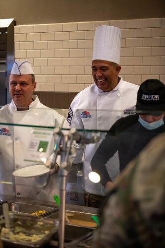 349 AMW Leadership Serve Hungry Airmen at the dining facility over the December drill weekend to show their appreciation