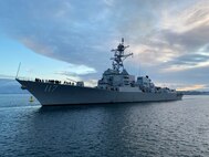 The Arleigh Burke-class guided-missile destroyer USS Paul Ignatius (DDG 117) arrives in Kiel, Germany for a scheduled port visit, Dec. 8, 2022. Paul Ignatius, forward-deployed to Rota, Spain, is on a scheduled deployment in the U.S. Naval Forces Europe area of operations, employed by U.S. Sixth Fleet, to defend U.S., allied and partner interests.