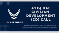 Air Force logo and text on blue background