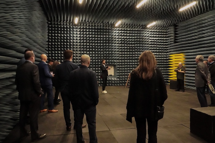 Air Force and community leaders tour the new High-Power Electromagnetic Effects and Modeling, or HPEM, Facility at the Air Force Research Laboratory’s Directed Energy Directorate following a ribbon-cutting ceremony at Kirtland Air Force Base, New Mexico, Dec. 7, 2022. The 12,000-square-foot, $6 million facility supports high-powered radio frequency weapons systems and contains a dedicated forensic lab for studying a range of HPEM targets after engagement. (U.S. Air Force photo / 1st Lt. Nina Rogers)
