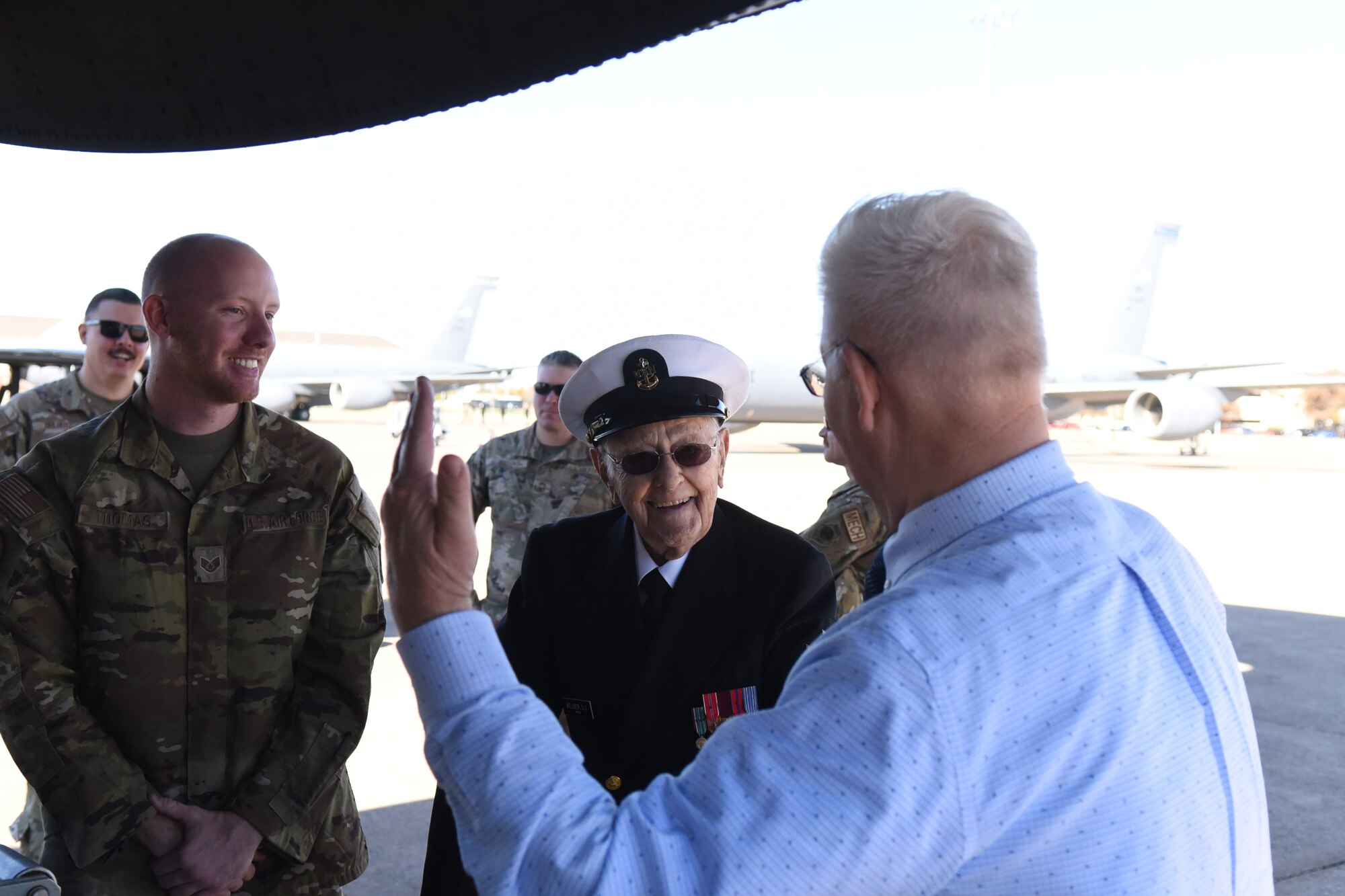 A 99 Year Old Navy Corpsman visits Sheppard AFB