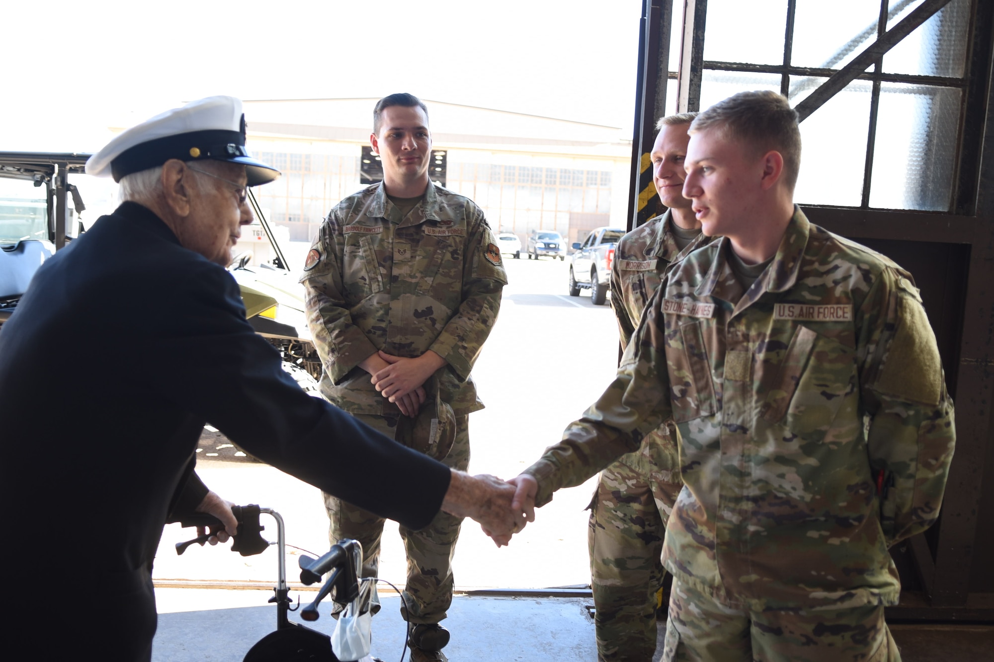 A 99 Year Old Navy Corpsman visits Sheppard AFB