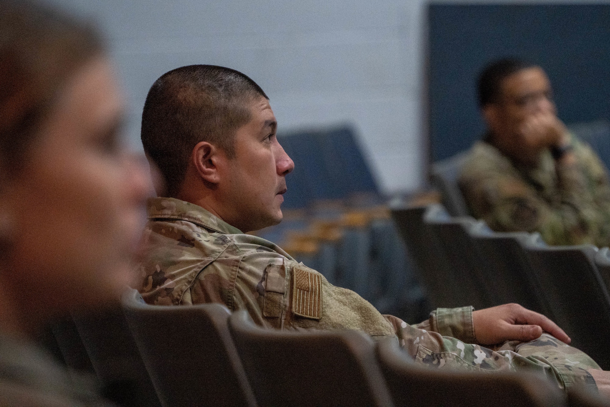 Noncommissioned officers from team Hickam attend the first NCO Symposium at Joint Base Pearl Harbor-Hickam, Hawaii, Dec. 2, 2022. NCO’s from Hawaii were invited to attend the symposium to better their leadership skills and shape their perspective when dealing with emergent leadership scenarios. (U.S. Air Force photo by Senior Airman Makensie Cooper)