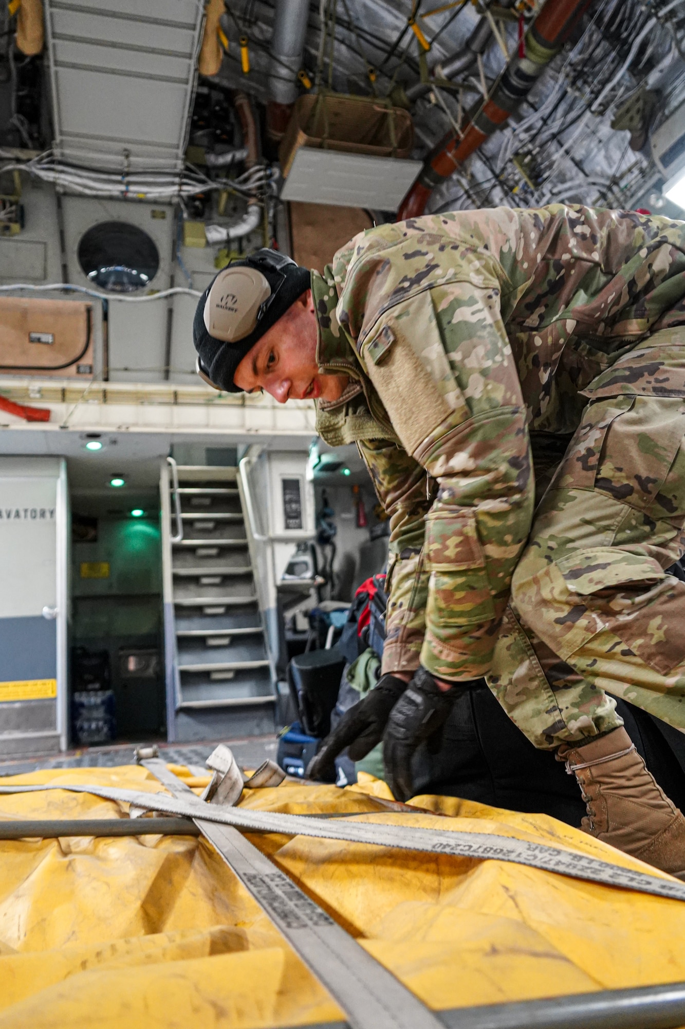 Aerial port loads firetruck on C-17