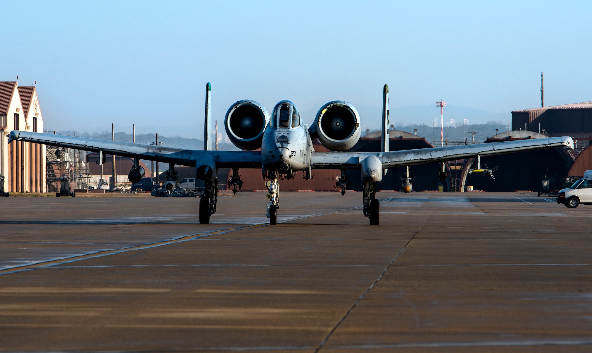 An A-10C Thunderbolt II assigned to the 25th Fighter Squadron taxis on the flightline at Osan Air Base, Republic of Korea, Dec. 7, 2022.