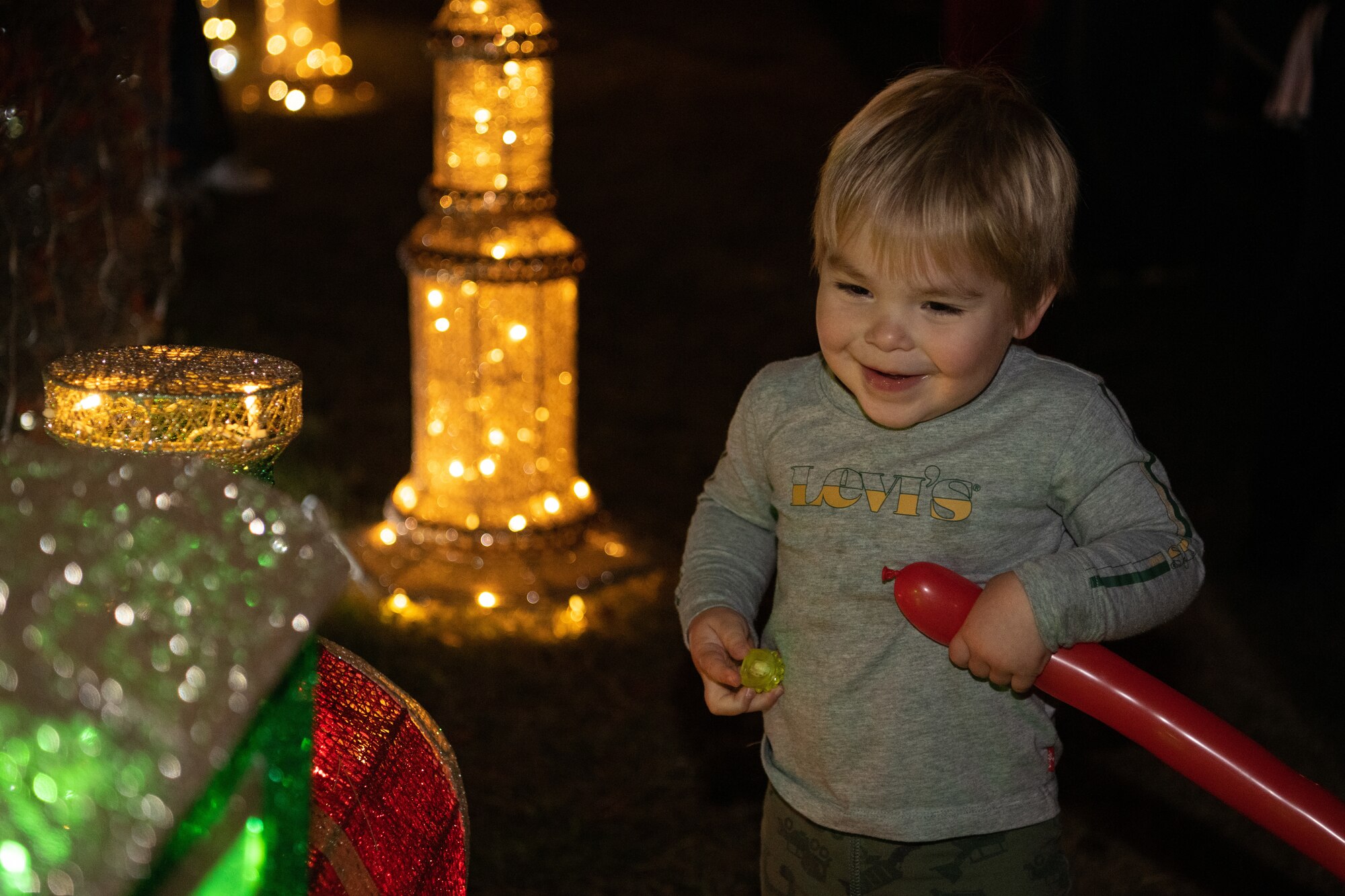 Child smiles at lights