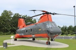 An HH-46 Pedro search and rescue helicopter on display after two Fleet Readiness Center East (FRCE) artisans repaired damaged windows on the Havelock, North Carolina landmark. (U.S. Navy photo)