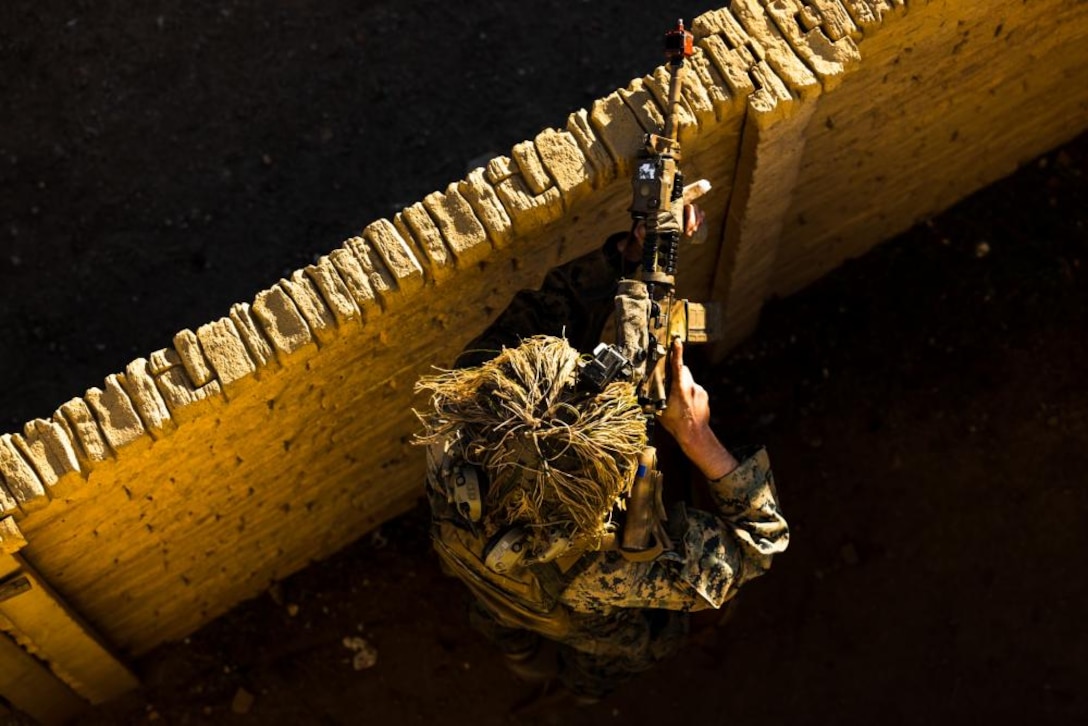 U.S. Marine Cpl. Ty Smith, a rifleman with Lima Company, 3rd Battalion, 1st Marine Regiment, 1st Marine Division, posts security during Steel Knight 23 at Marine Corps Base Camp Pendleton, California, Dec. 7, 2022. Steel Knight is an annual combined arms live-fire exercise which ensures 1st MARDIV is optimized for naval expeditionary warfare in contested spaces, and is purpose-built to facilitate future operations afloat and ashore. Smith is a native of Queen Creek, Arizona.