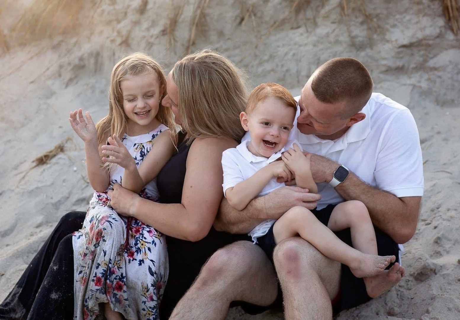Dorsett family photo on a beach