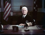 Fleet Admiral Chester W. Nimitz, Commander in Chief of the Pacific Fleet and Pacific Ocean Areas.