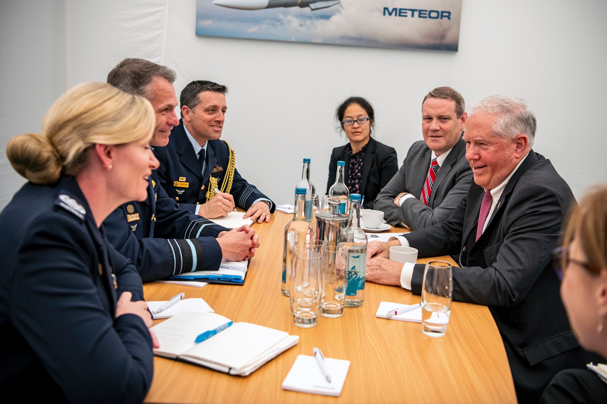 Air Marshal Robert Chipman, left, Royal Australian Air Force Chief of Air Force, meets with Secretary of the Air Force Frank Kendall, right.