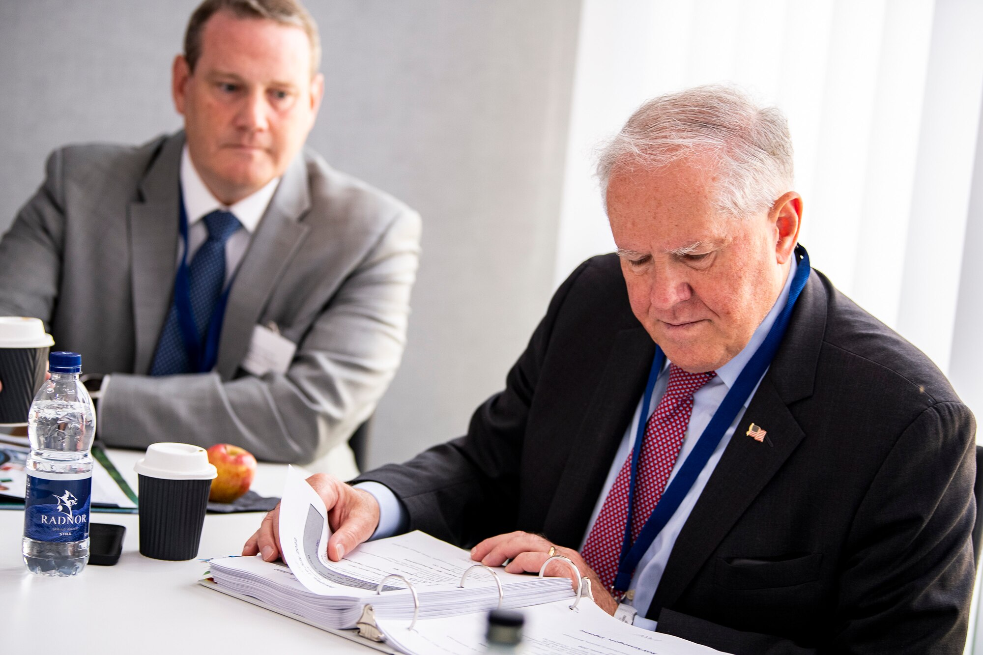 Secretary of the Air Force Frank Kendall reads notes prior to a meeting.