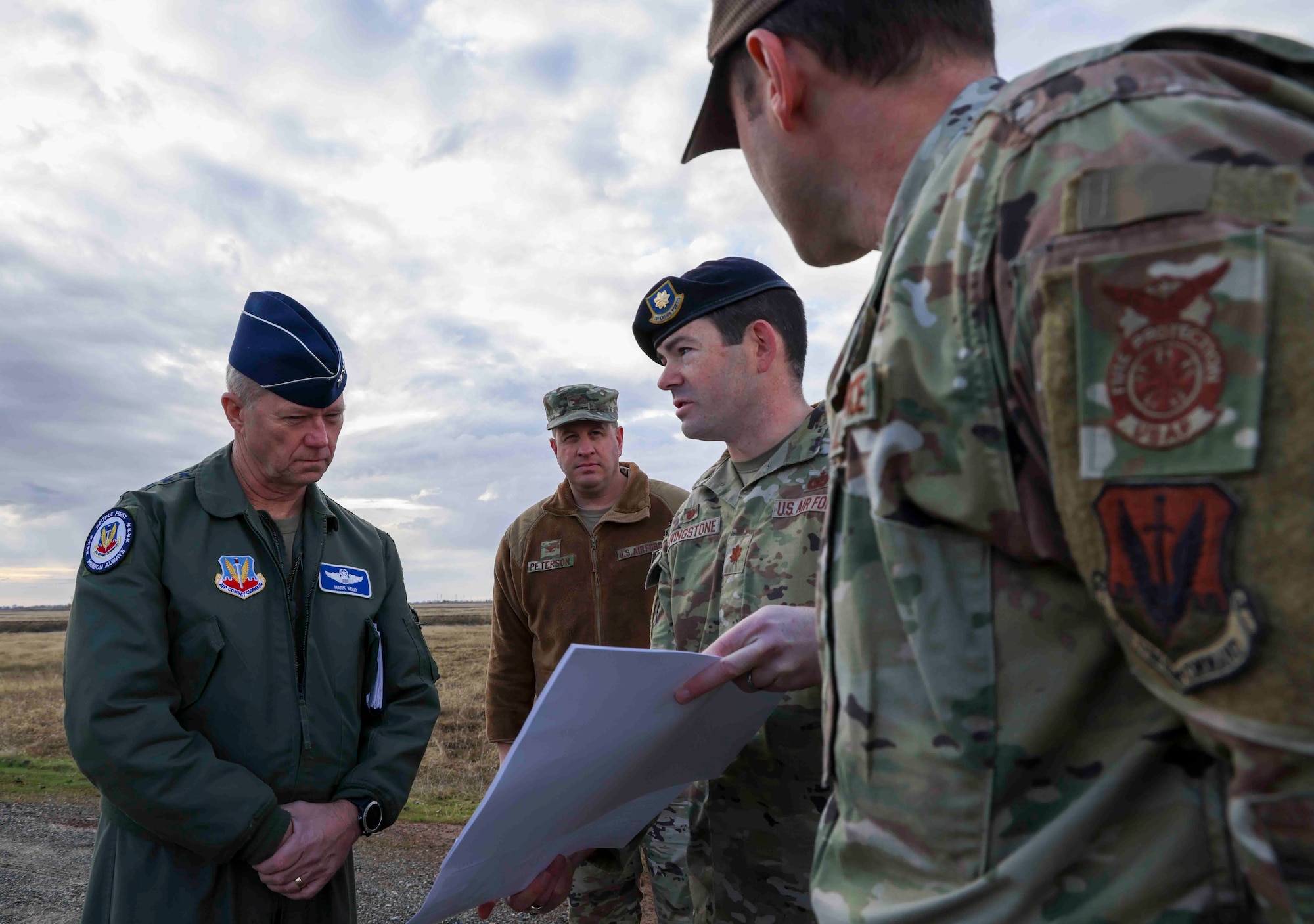 U.S. Air Force Gen. Mark Kelly, commander of Air Combat Command, inspects the 9th Mission Support Group’s infrastructure plans during a visit at Beale Air Force Base, Calif. on Dec. 6, 2022.