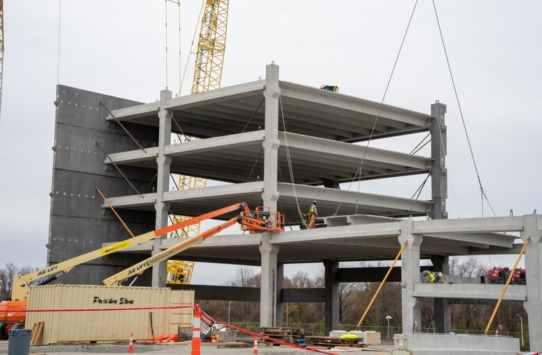 Work is progressing quickly on the North Parking Deck, one of two parking garages being built as part of the Louisville VA Medical Center construction project.