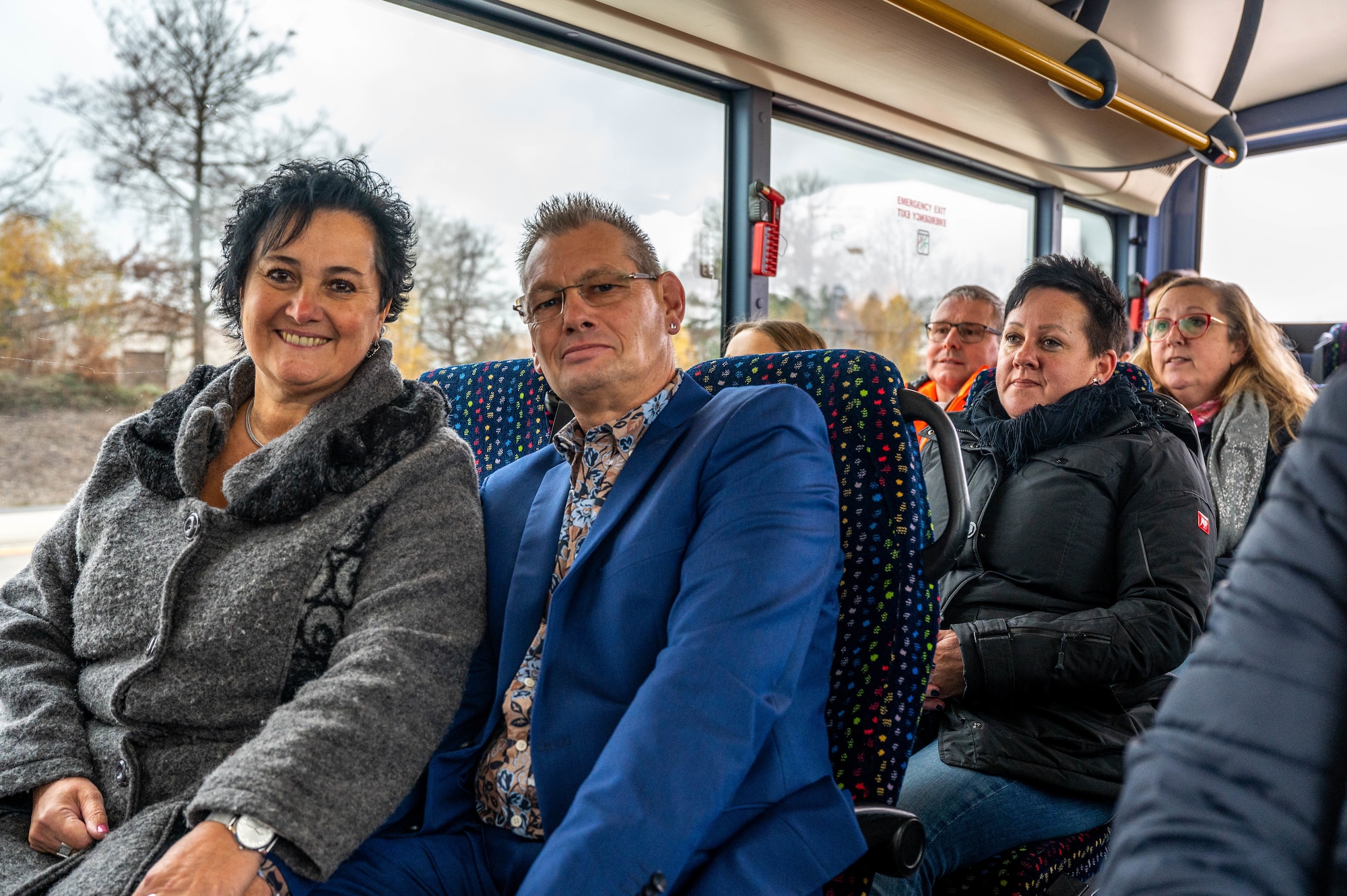 Members of Team Ramstein and their guests are given a base tour following a length of service ceremony at Ramstein Air Base, Germany, Dec. 8, 2022.