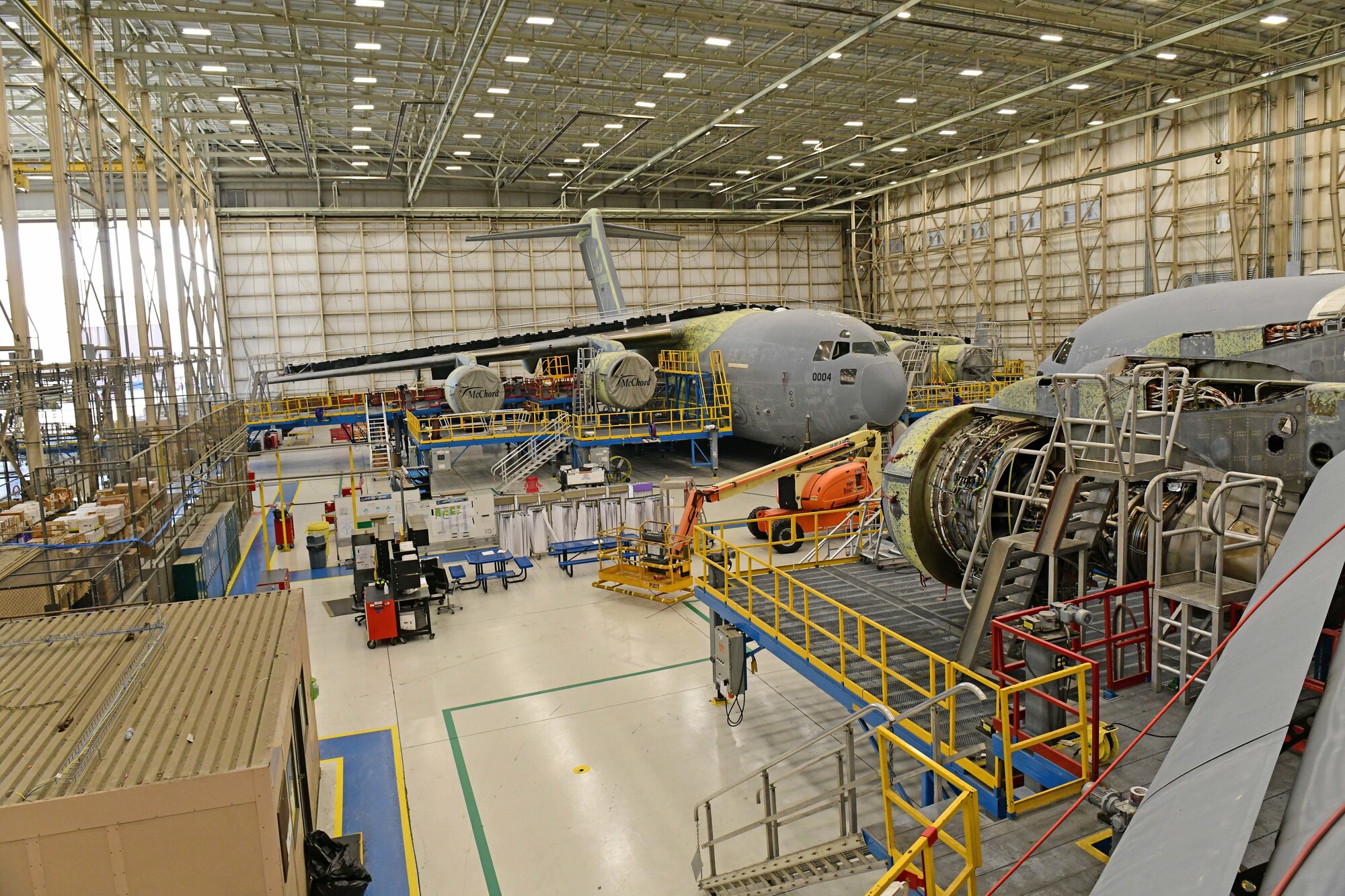 Aircraft in hangar