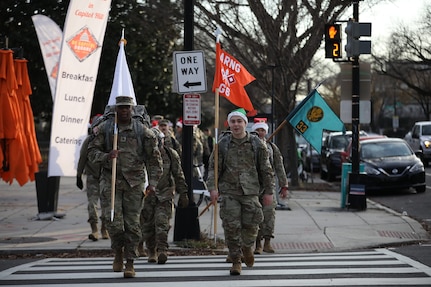 Members of the Army National Guard (G6), Chief Information Office, and the D.C. National Guard rucked 4.9 miles to deliver backpacks full of toys to Children's National Hospital. 
Season's greetings everyone!
(U.S. Army National Guard photos by Sgt. Richard Trinh)