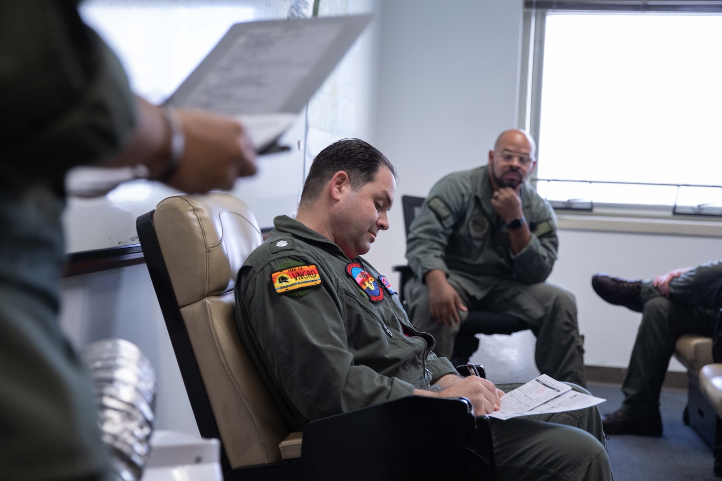 Sailors during the squadrons last flight