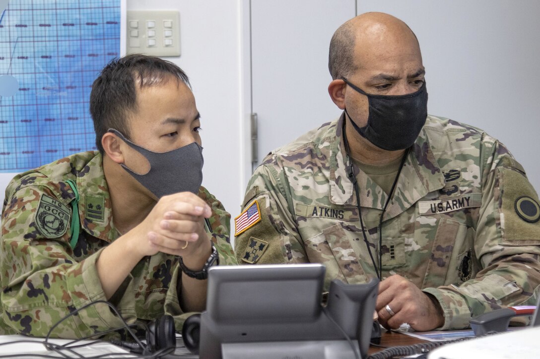 Japan Ground Self-Defense Force members work alongside U.S. Army Soldiers as part of Yama Sakura 83 at Camp Asaka, Japan, Dec. 6, 2022. The Yama Sakura training event encourages participants to work as dedicated partners in support of the US-Japan security alliance and for the continued peace and stability in the Indo-Pacific region. (U.S. Army photo by Spc. Richard Carlisi)
