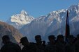 Soldiers from 1st Squadron, 40th Cavalry Regiment form up for the opening ceremony of exercise Yudh Abhyas 22, an annual bilateral exercise held between the US and India. This year, the 9th Assam Regiment of the Indian Army is hosting 1-40th in the Himalayas for extreme high altitude training. Yudh Abhyas 22 is a bilateral training exercise aimed at improving the combined interoperability of the Indian army and 11th Airborne Division to increase partner capacity for conventional, complex and future contingencies throughout the Indo-Pacific region.