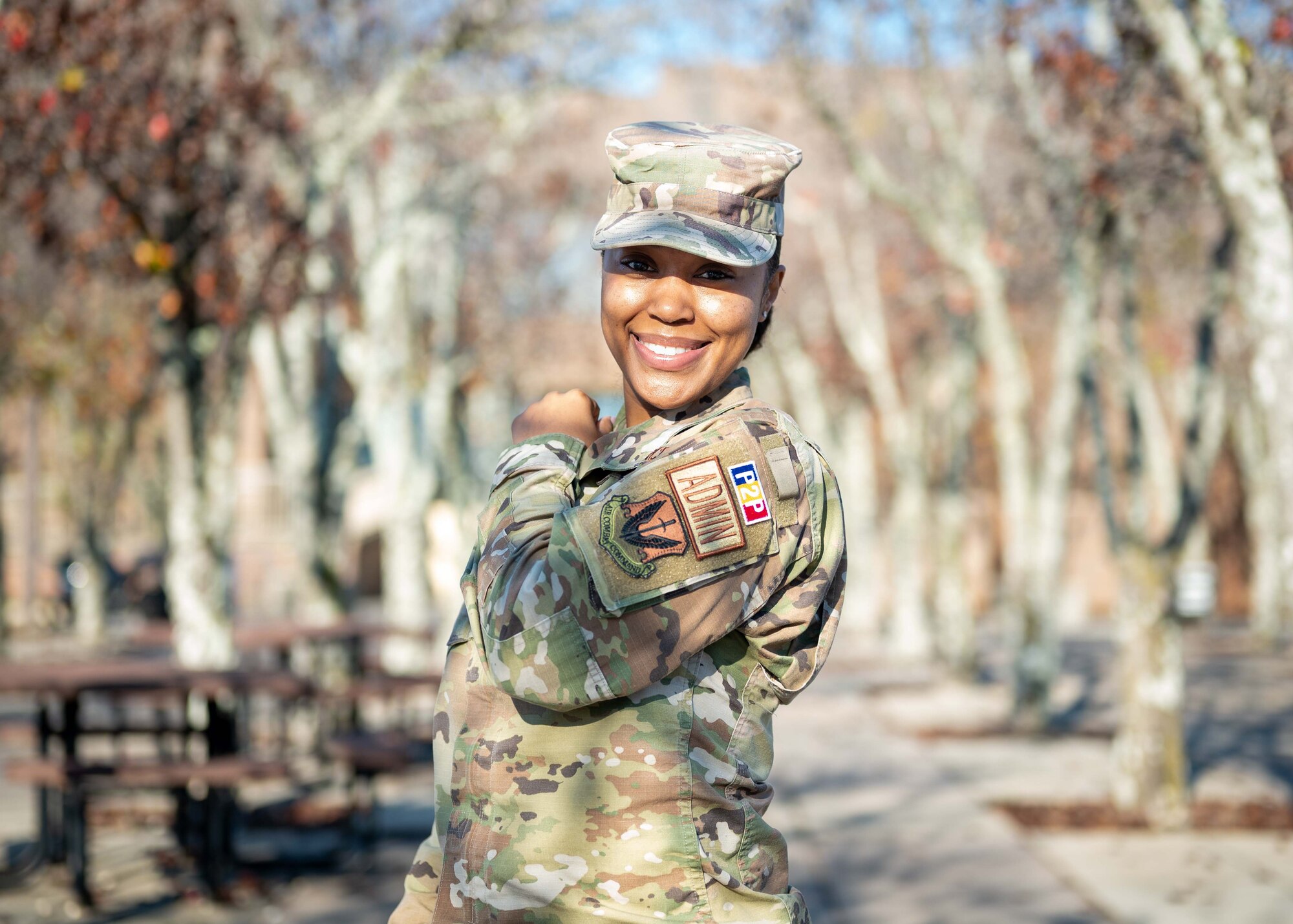 U.S. Air Force Senior Airman Mahogany Ravelo, 20th Comptroller Squadron commander support staff, poses for a photo.