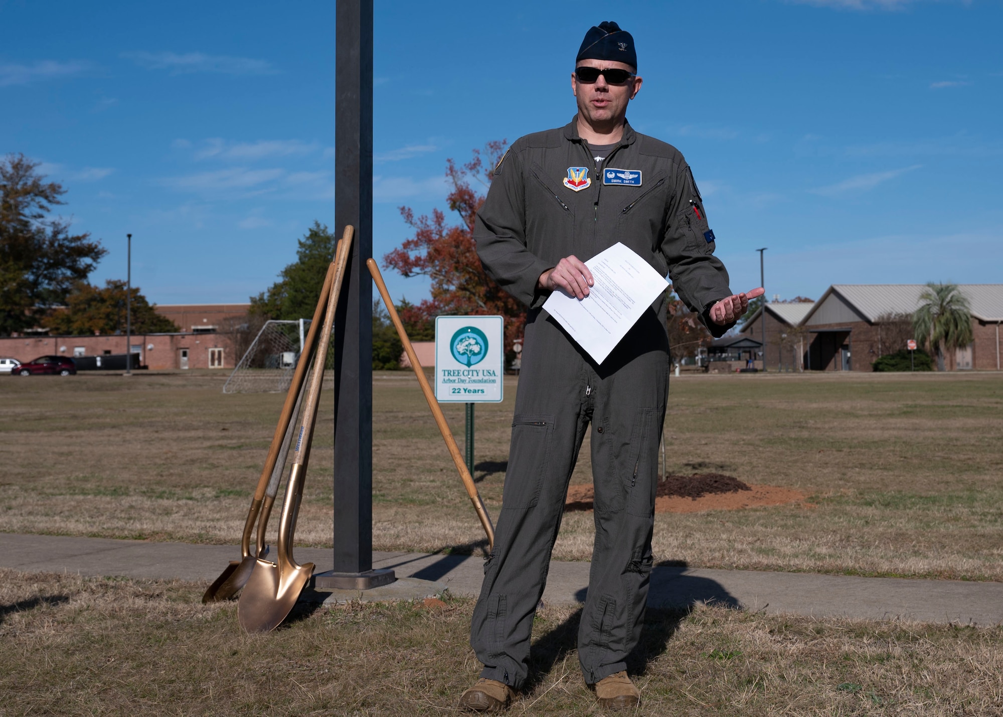 20th Fighter Wing commander reads Arbor Day proclamation