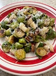 Senior Chief Petty Officer Adam Shelton’s contribution to the 2022 MyCG Holiday Menu, Roasted Brussels Sprouts with Pear, Nuts, and Scallions, Washington, D.C., Dec. 9, 2022. (Photo courtesy of Senior Chief Petty Officer Shelton)