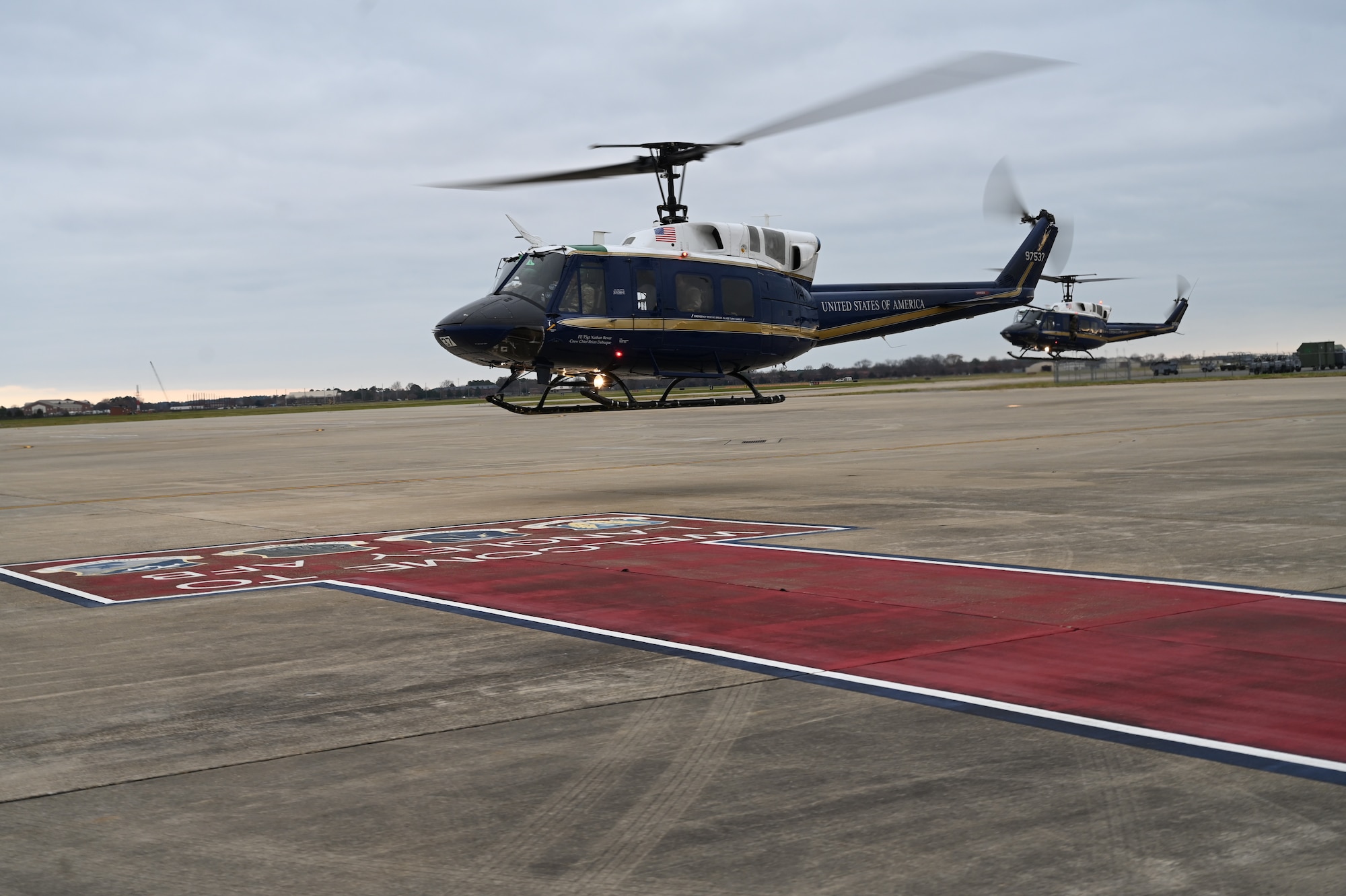 Helicopter landing at JBLE.