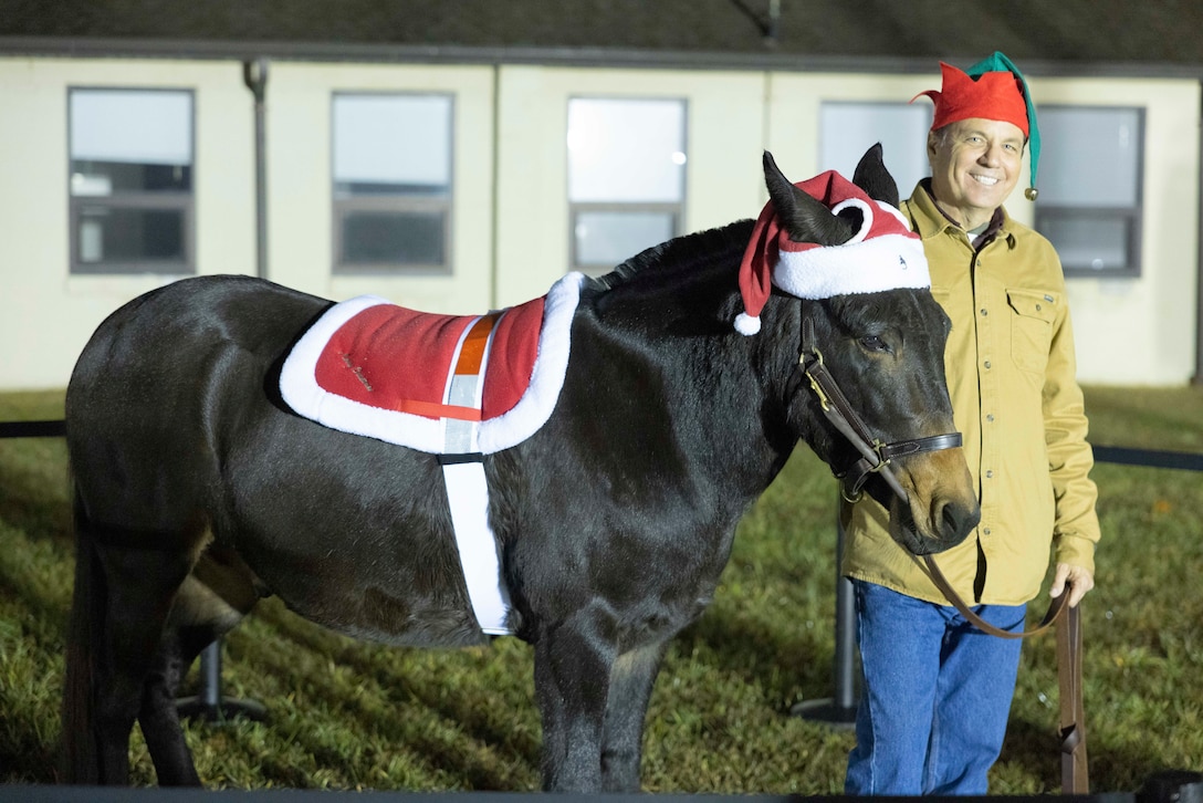 1st TSC mule mascot and his handler