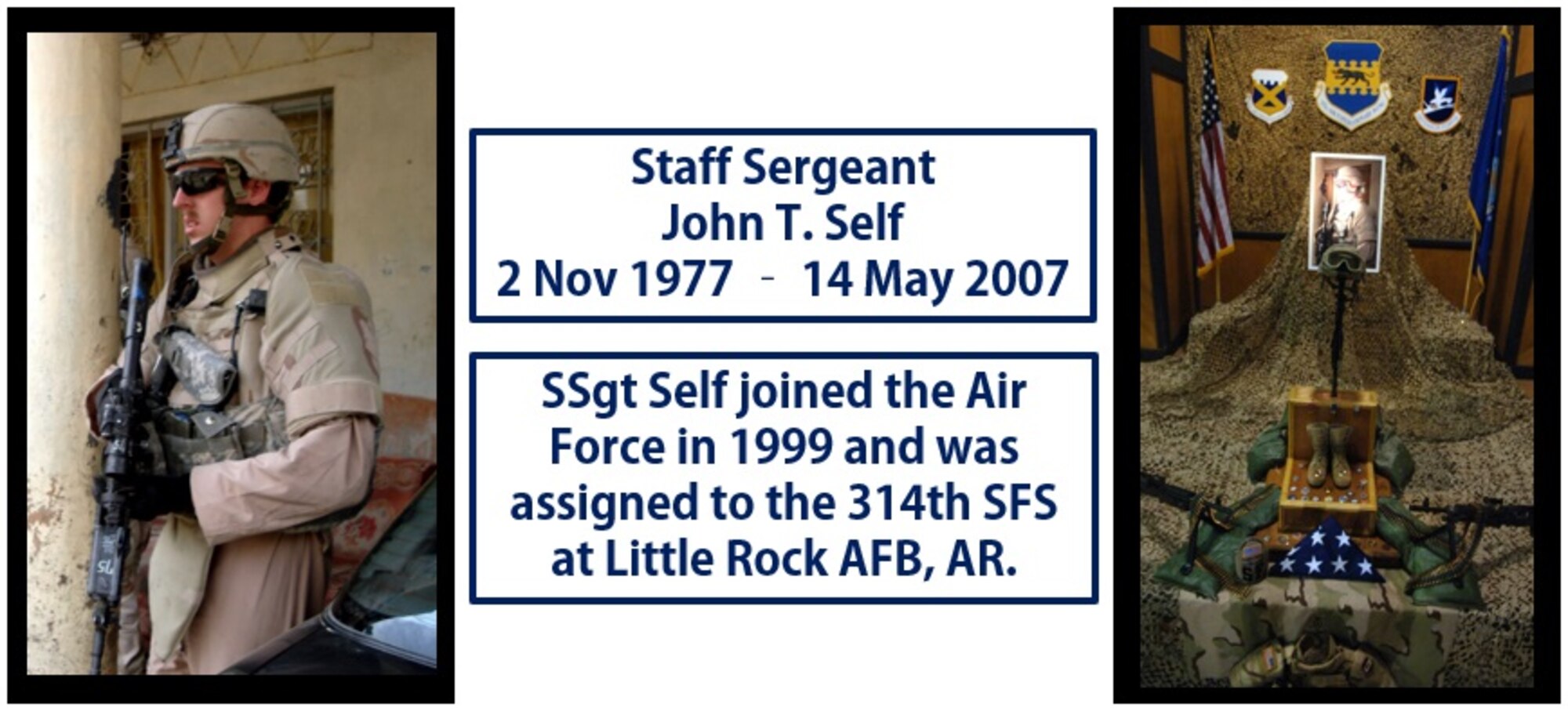 Graphic with photos of Staff Sgt. John Self.