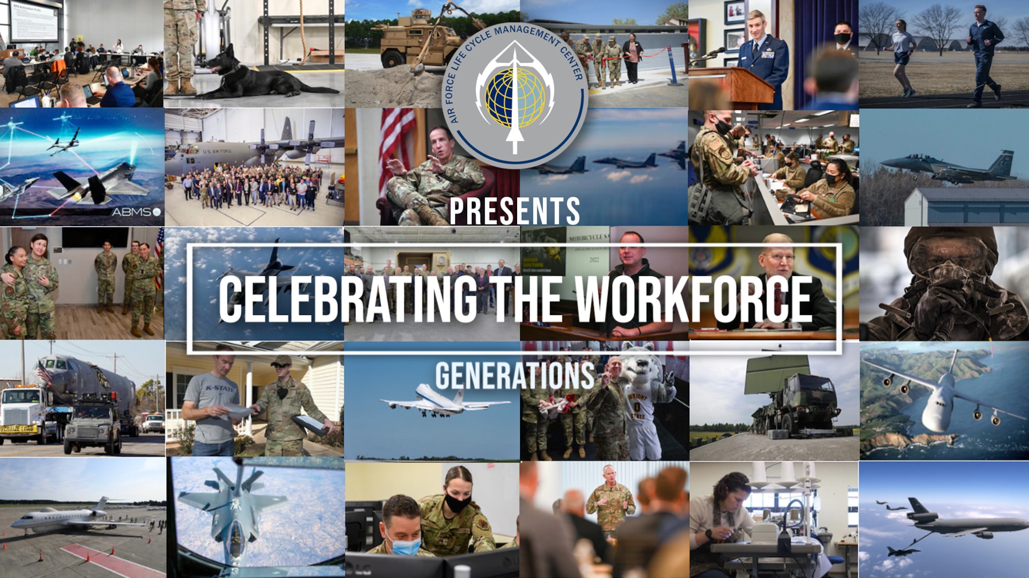 Graphic celebrating the Generations video series from AFLCMC. (U.S. Air Force graphic by Jim Varhegyi)