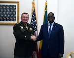 President Macky Sall of the Republic of Senegal hosts Army Maj. Gen. Greg Knight, adjutant general, Vermont National Guard, Washington, D.C., Dec. 12, 2022. Senegal and Vermont are partnered in the Department of Defense National Guard State Partnership Program.