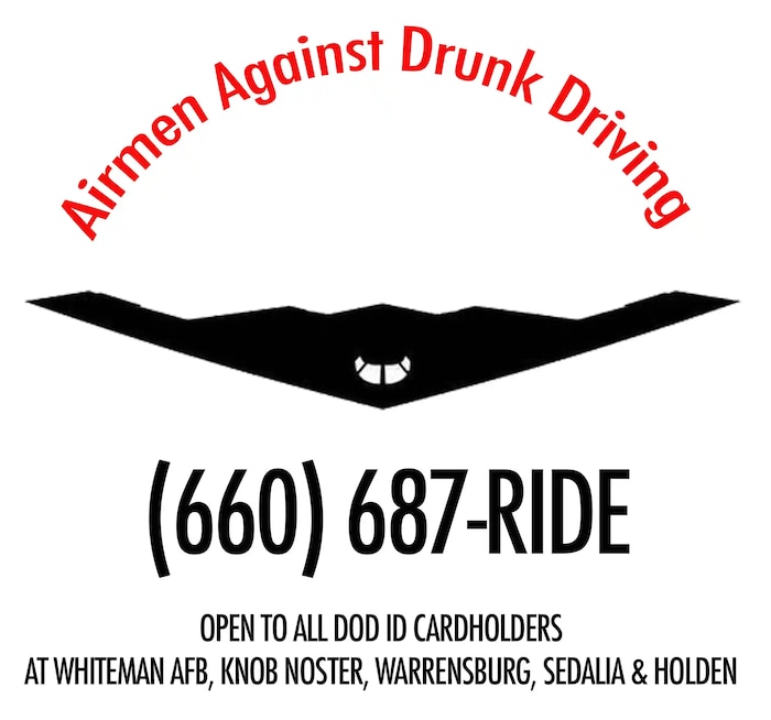 An infographic created to promote the Whiteman AFB chapter of Airmen Against Drunk Driving and the WAFB safe ride program.