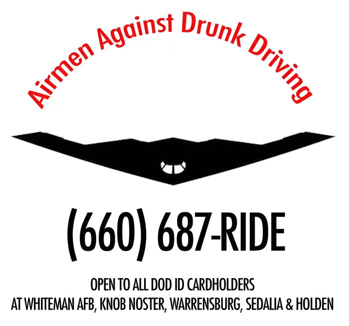 An infographic created to promote the Whiteman AFB chapter of Airmen Against Drunk Driving and the WAFB safe ride program.