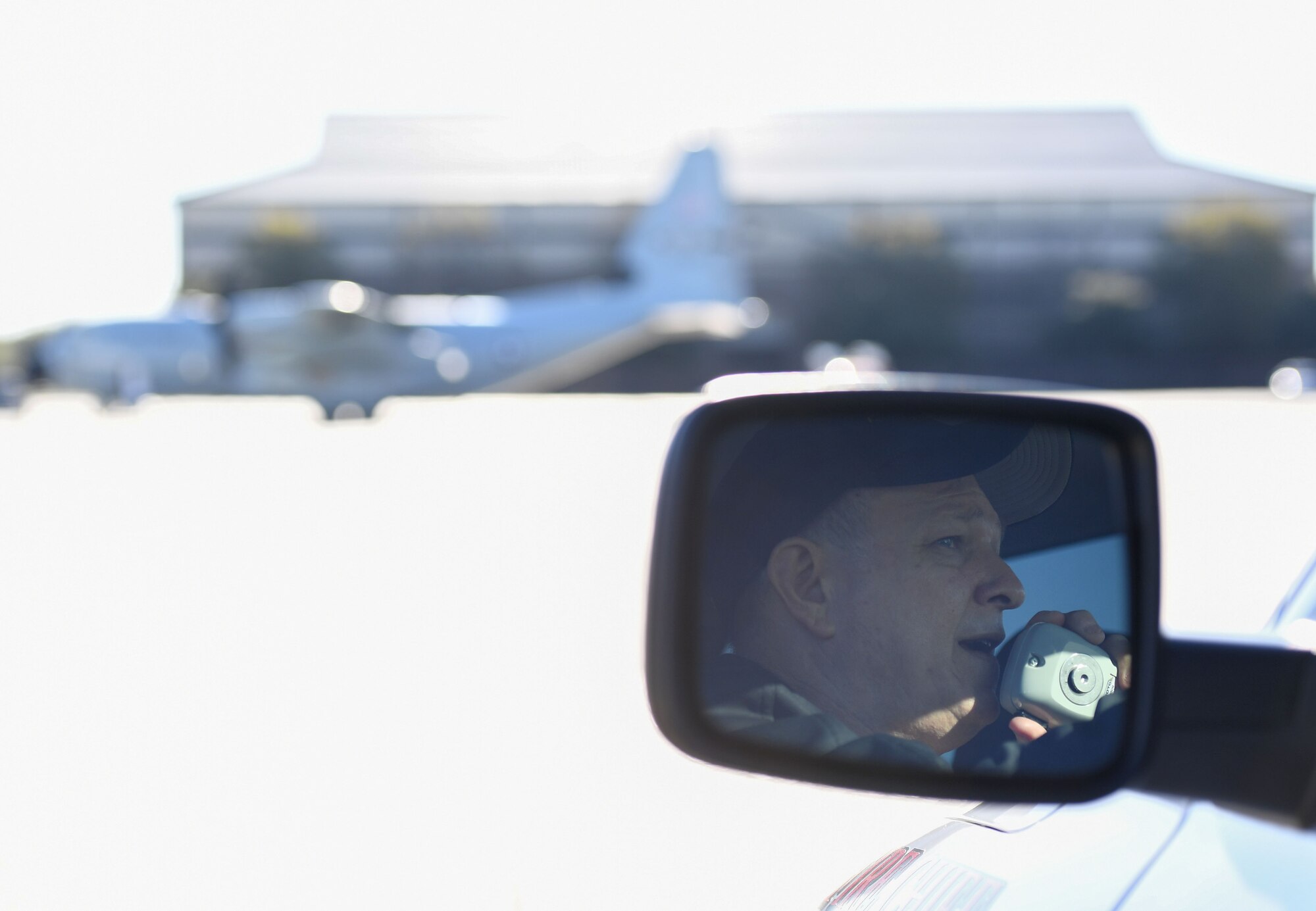 James Donnett, 81st Civil Engineering Squadron fire chief, reports on scene during a hijacking exercise at Keesler Air Force Base, Mississippi, Dec. 15, 2022.