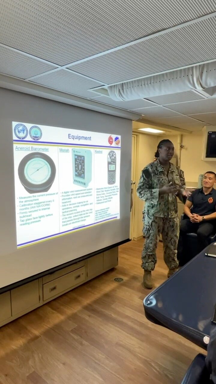 Joint Typhoon Warning Center (JTWC) in Pearl Harbor, Hawaii resumed its long-standing fleet liaison observation training practice. This training allows aerographer’s mates (AG) assigned to JTWC and quartermasters (QM) stationed on naval vessels to work side-by-side to better understand and implement the collection of meteorological
observations while at sea.