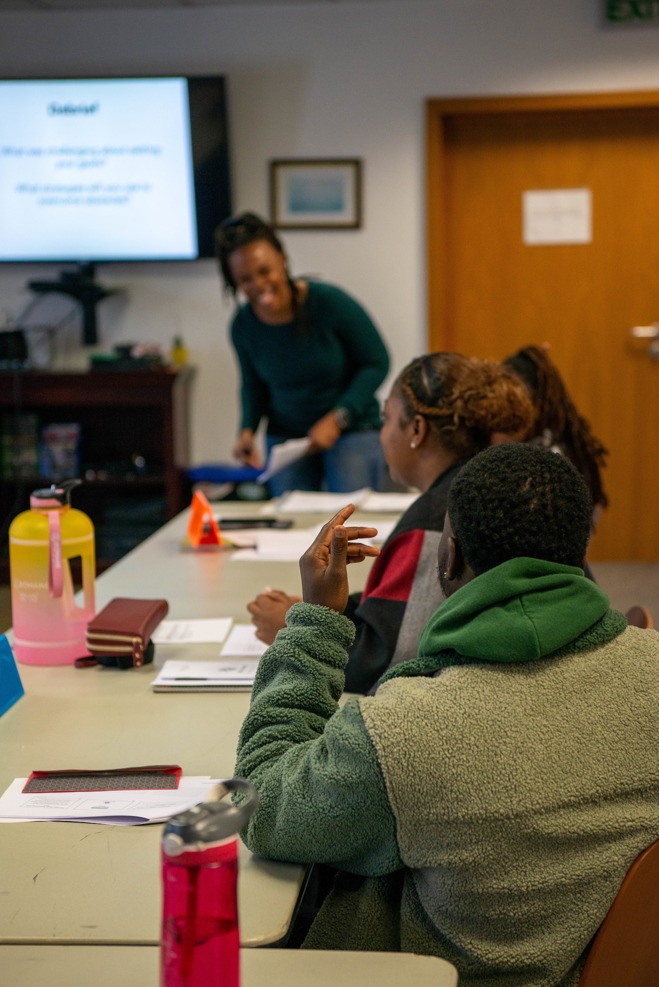 Student participates in class