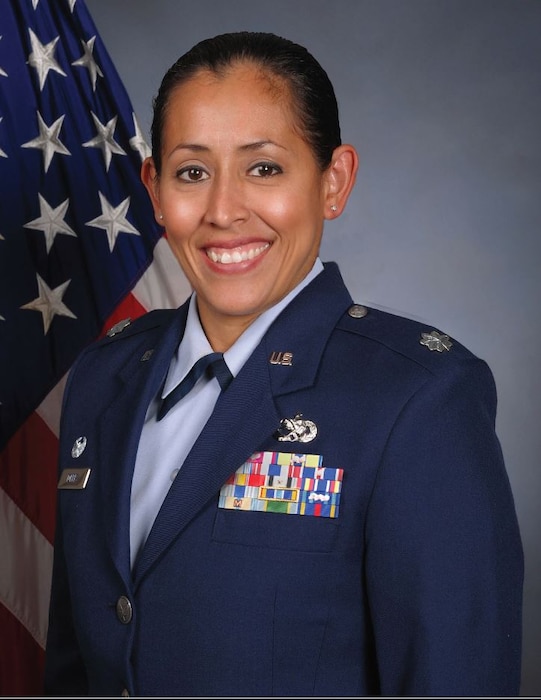 Lt. Col. Carla Martinez, 433rd Maintenance Group commander, smiles for an official photograph, Oct. 2, 2018. (U.S. Air Force courtesy photo)