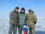 From left, Staff Sgt. Grant Santese, Tech Sgt. Daniel Craig and Staff Sgt. Jonathan Hooker worked tirelessly for two days in extreme weather at the South Pole to get an LC-130 Skibird airborne after a mechanical malfunction at the end of November 2022.