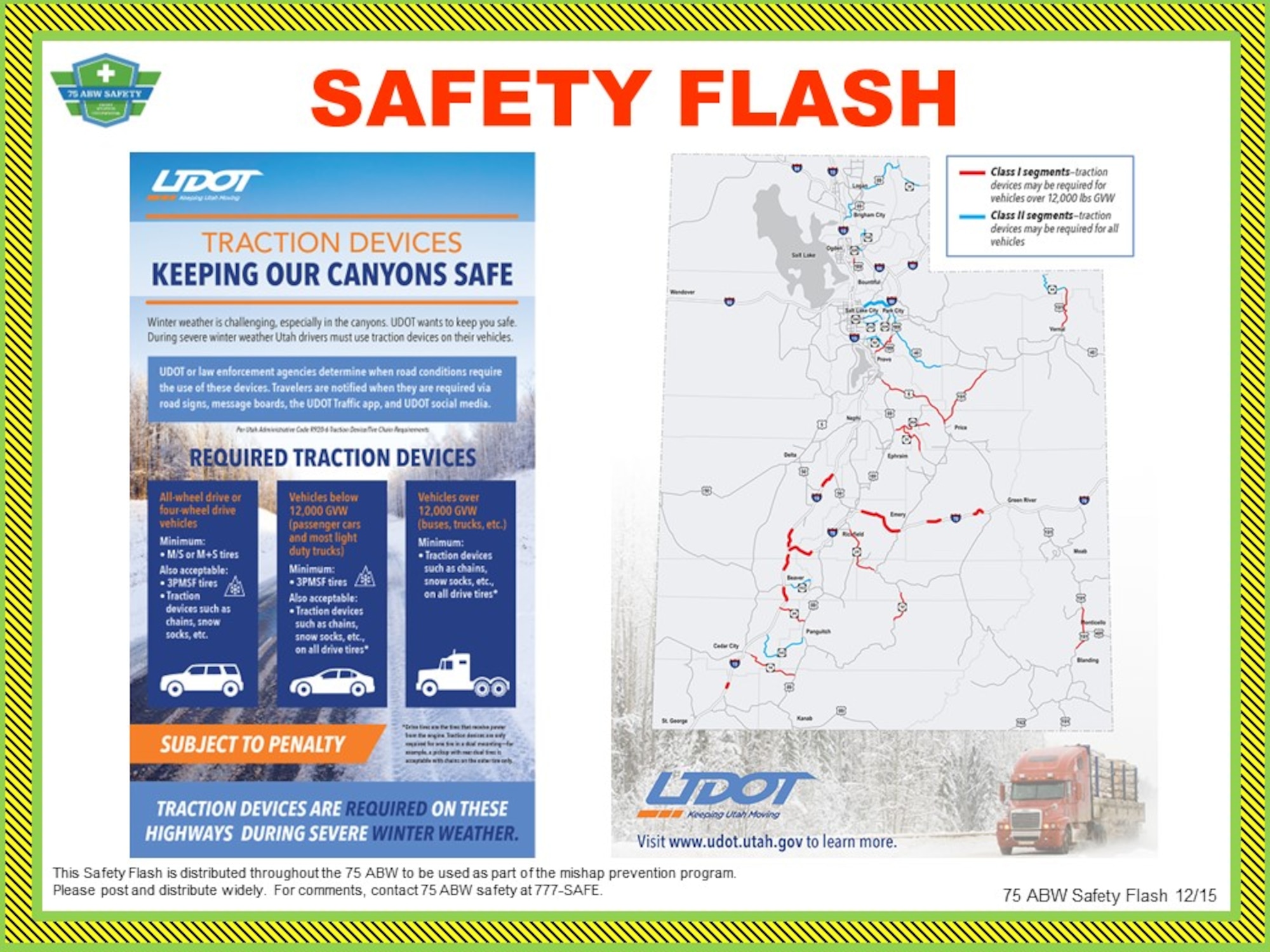 A map showing hazardous roads in Utah
