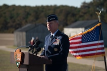 U.S. Air Force Gen. Mark Kelly, commander of Air Combat Command, delivers the keynote speech