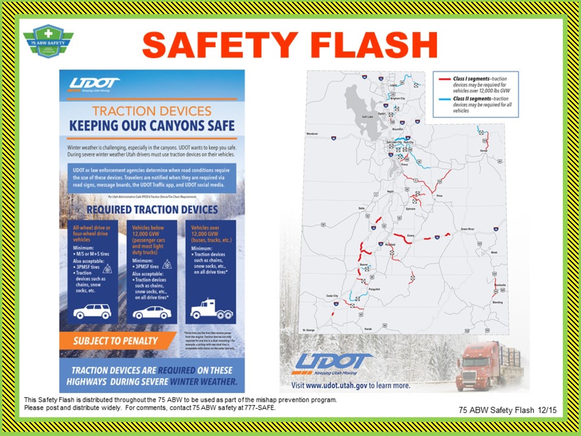A map showing hazardous roads in Utah