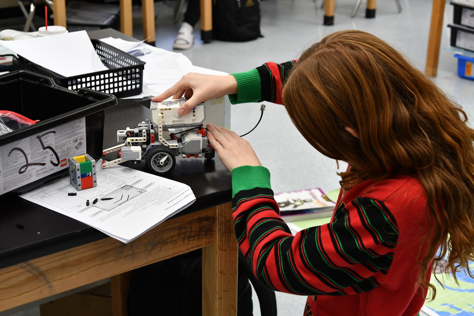 IMAGE: Students at Walker-Grant Middle School built robots, learned how to use the programming systems and programmed the robots to perform specific functions and tasks.