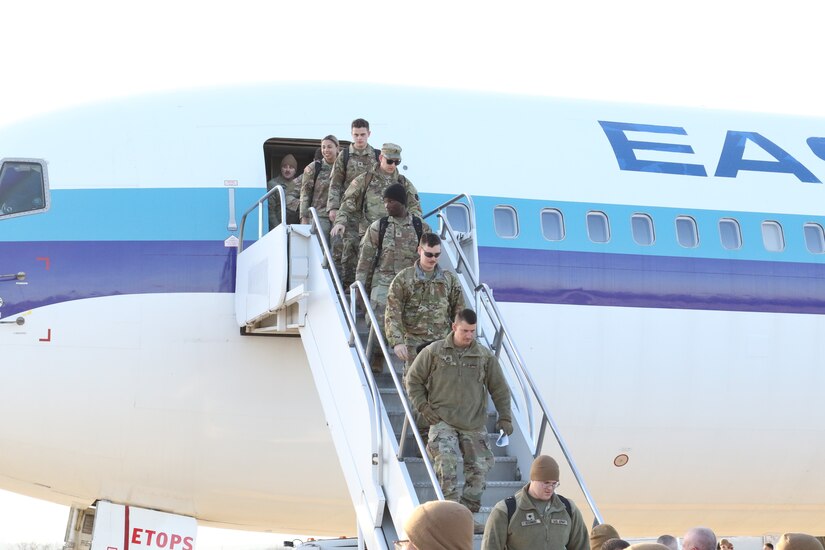 U.S. Soldiers with 1st Battalion, 109th Infantry Regiment, 2nd Infantry Brigade Combat Team, 28th Infantry Division arrive home to Pennsylvania in time for the holidays after serving a nine-month deployment to the Sinai Peninsula, Egypt in support of Multinational Force and Observers. The Soldiers arrived at Wilkes-Barre Scranton International Airport before reuniting with their loved ones at the Armed Forces Reserve Center in Scranton.